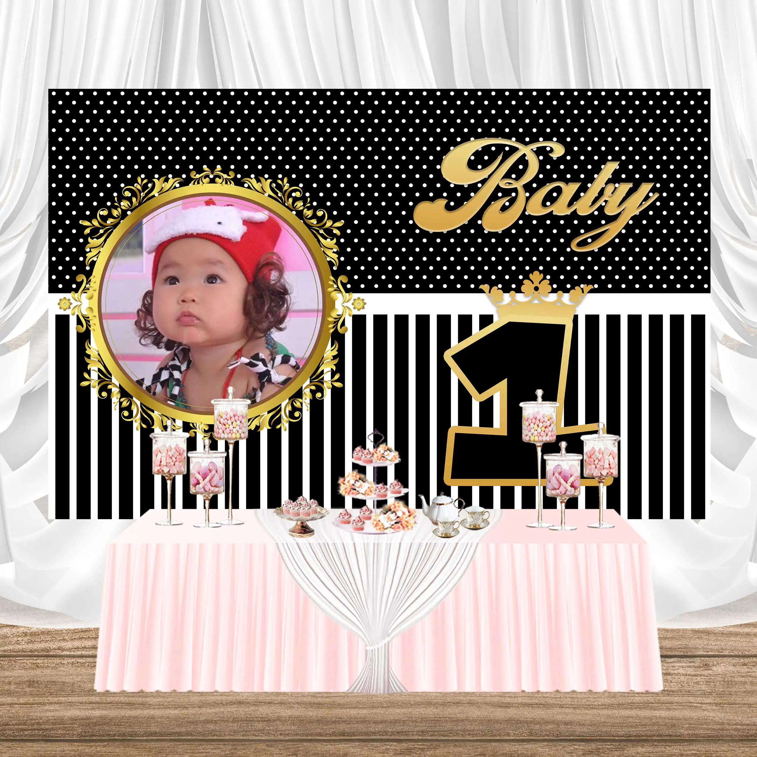 Фотофон SeekPro в розовую точку с моими первыми зубьями для детской фотосъемки |