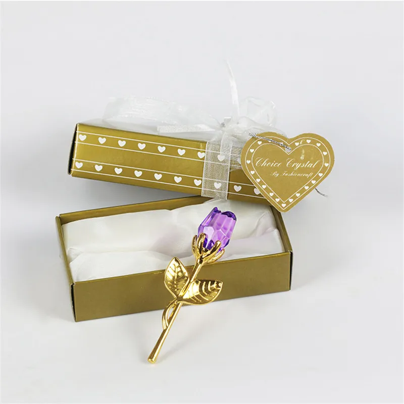 

Valentines Day Gift To A Girl Crystal Rose Flower Wedding Gifts for Guests Girlfriend Boyfriend Bridesmaid Gifts Party Favors