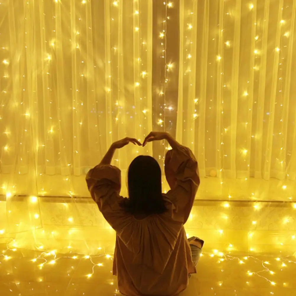 

3x3m 300LED Curtain String Light Wedding Party Christmas Fairy Decorative Lamp Low Power Consumption High Brightness