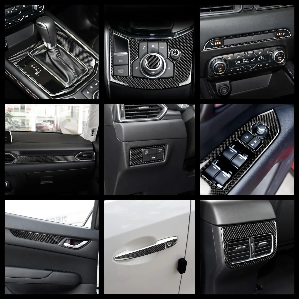 

Рукоятка рычага переключения передач из углеродного волокна для Mazda CX-5 CX5 KF 2017-2022, крышка коробки переключения передач, литье, отделка, декоративная рамка, аксессуары для интерьера автомобиля
