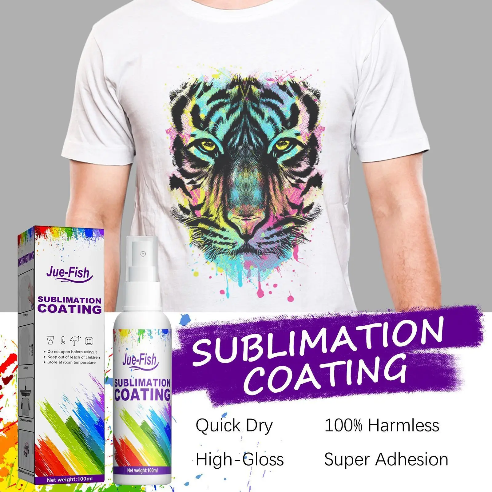 

100ml Sublimation Coating Spray Quick-drying Spray For All Cotton T-shirt All Fabric All-purpose Cleaner Household Cleaning U0f9