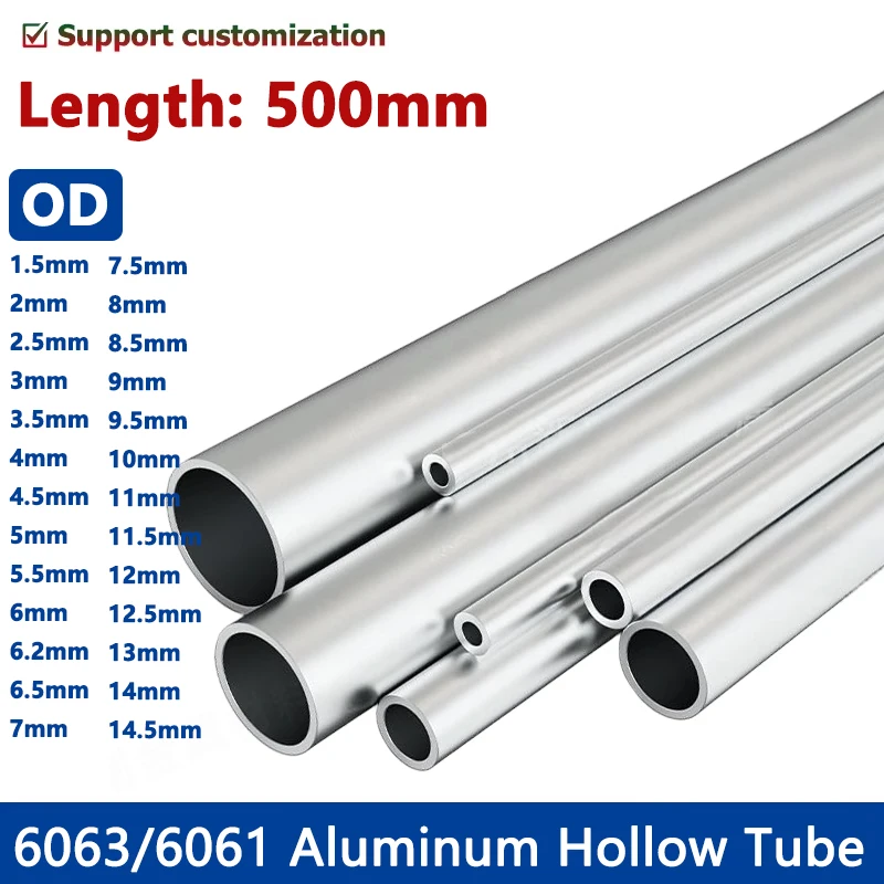 

Алюминиевая труба 6063/6061 OD 1.5-14.5 мм 500 мм