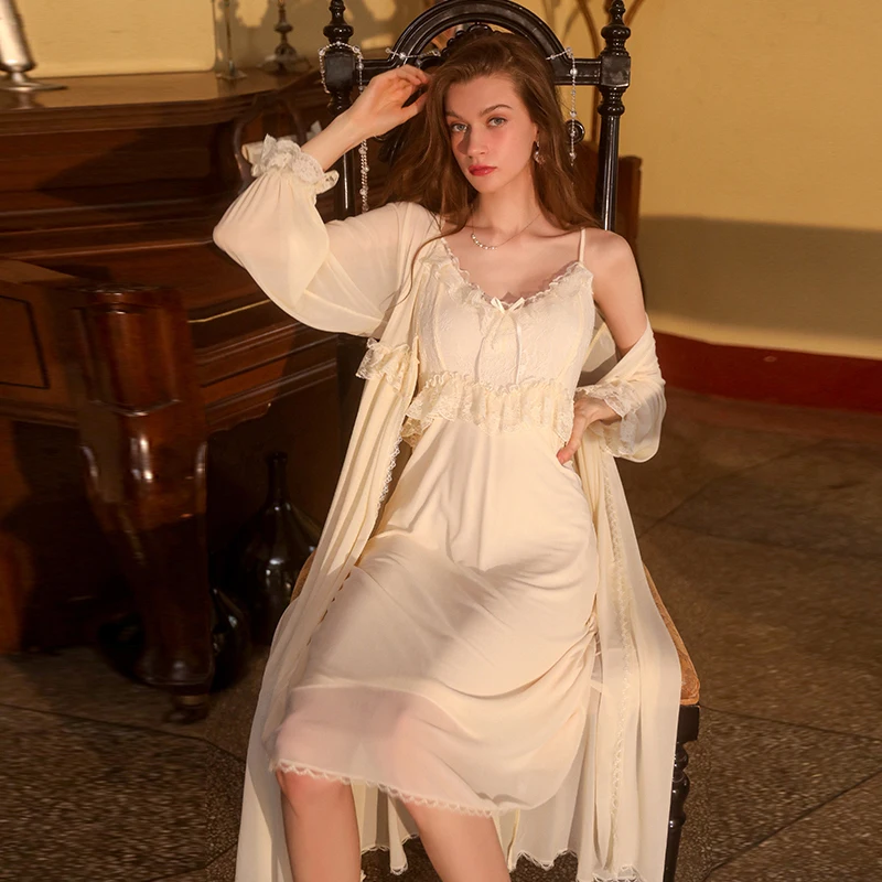 Sexy Sleepwear Women Lace Sweet Nightgown Night Dress Sling Backless Nighties V-neck Lingerie Nightwear Long Homewear Underwear