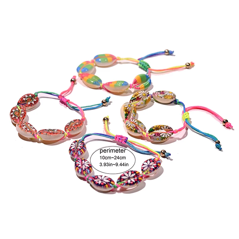 Женский браслет из ракушек Puka летний ручной работы в стиле бохо с узелком и Луной