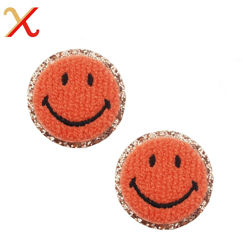 

Colorful smiley face cute Macaron badge towel flannel soft clothing bag hole repair patch