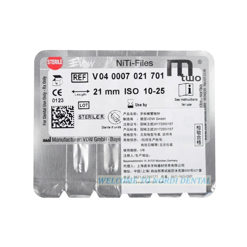 

MTWO NiTi Rotory File VDW Mtwo NiTi Files For Root Canal Prepartions 25mm 10-20 Original Mtwo Root Canal Anatomies