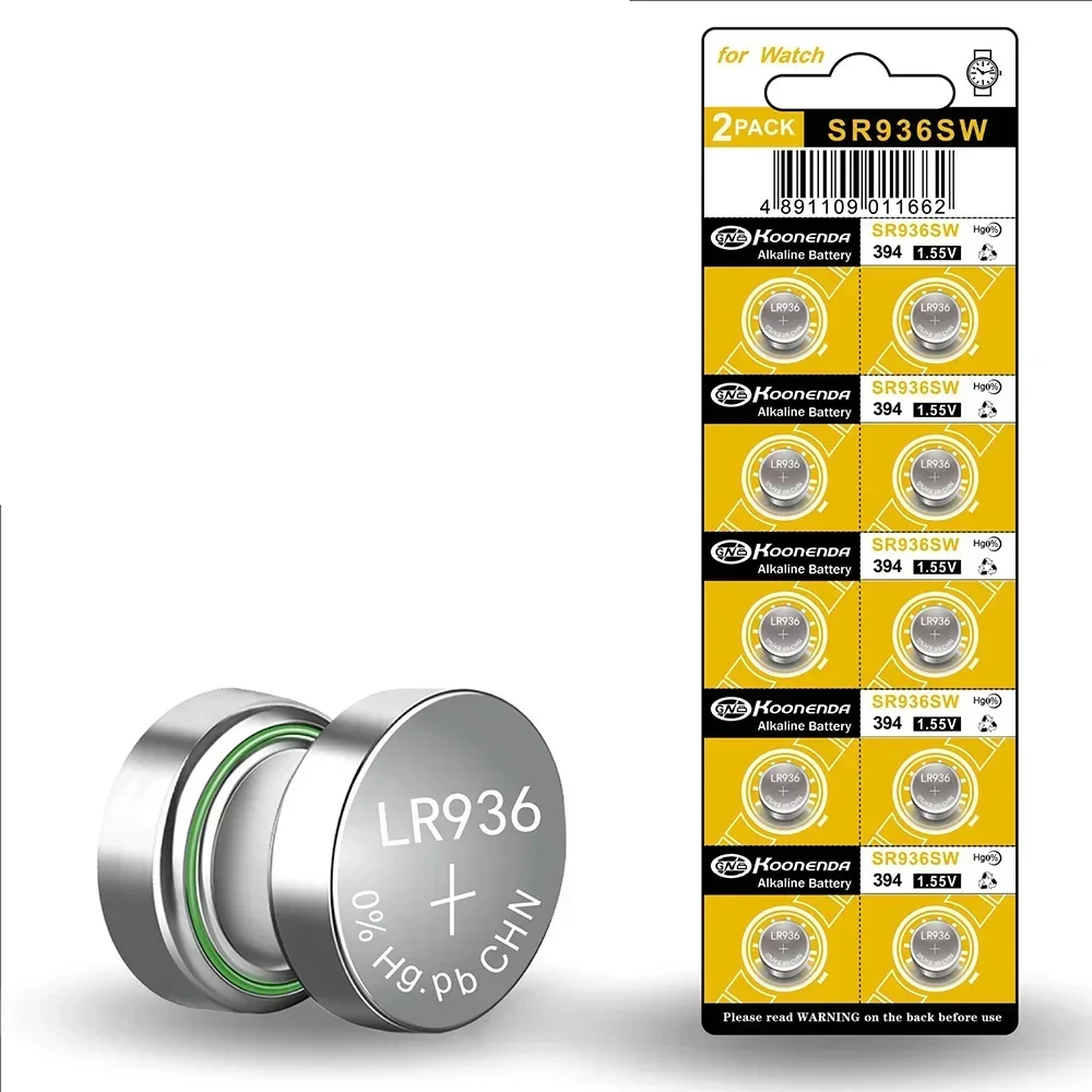 Фото Батарейка-таблетка AG9 1.55V 90mAh LR936 394 SR936SW CX194 G9A 194 394A L936F для часов, игрушек, пультов ДУ, 10-50 шт. №2