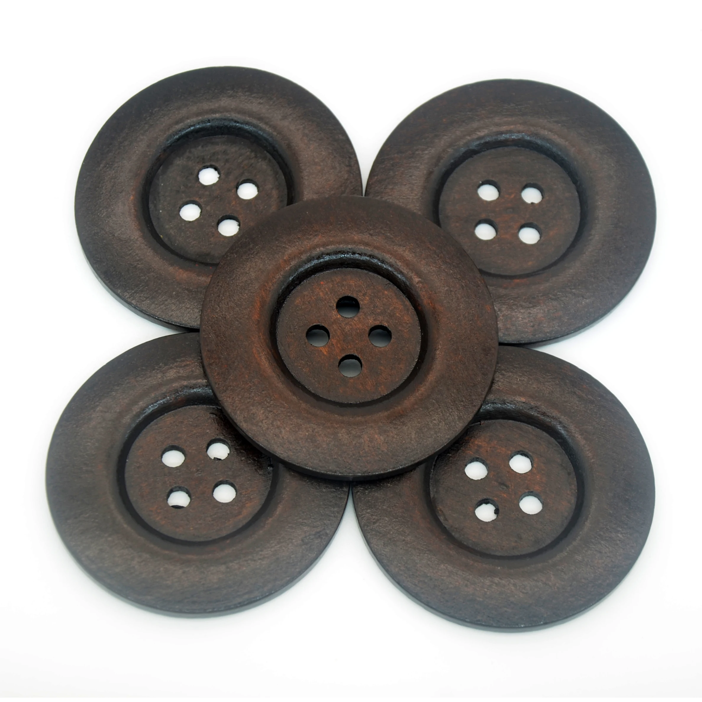 

5Pcs 6CM Large Wooden Buttons Dark Brown 4 Hole Round Wood Snaps Perfect For Scrapbooking Craft Sweater Coat Sewing Accessories