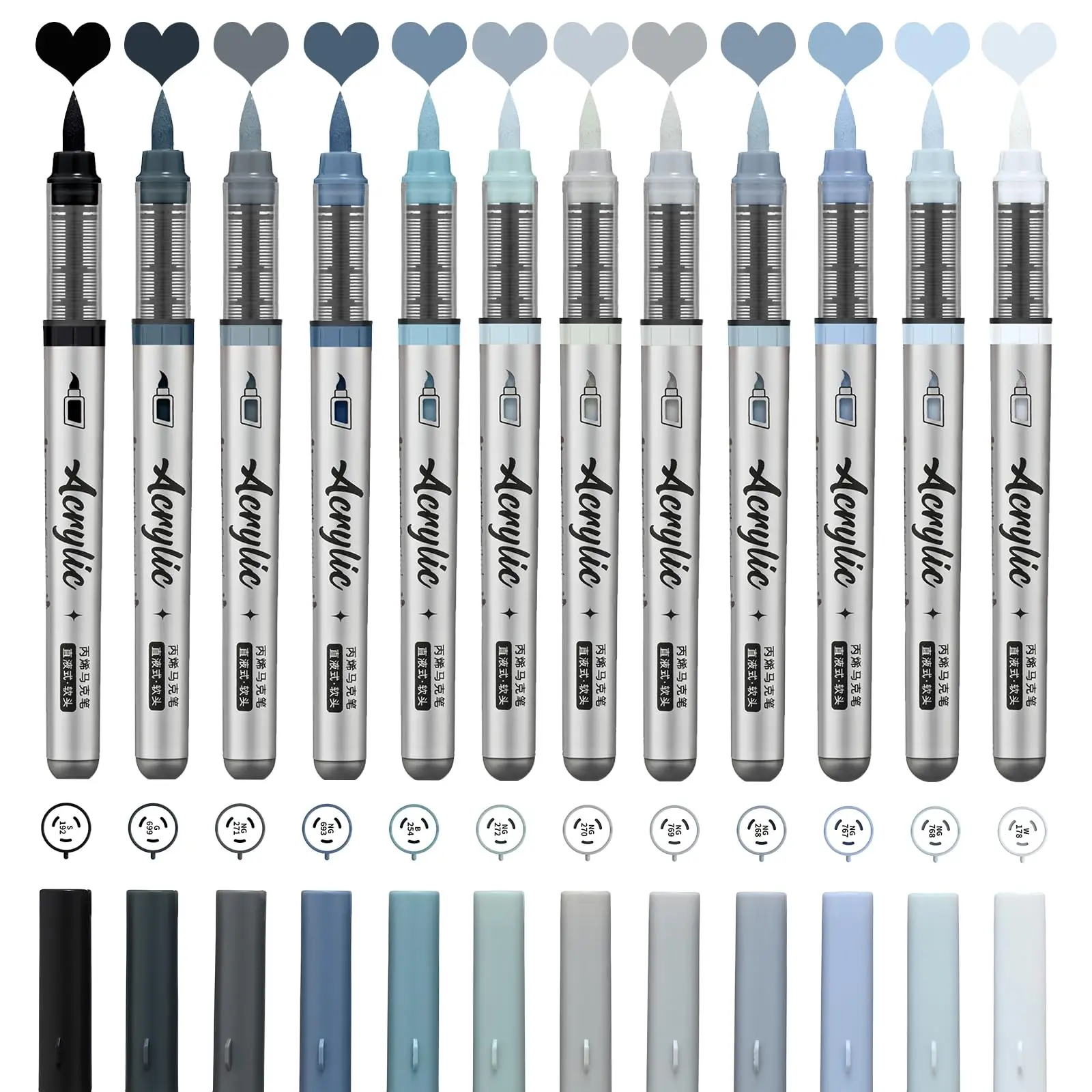 

Акриловые маркеры, 12 шт., 9 цветов