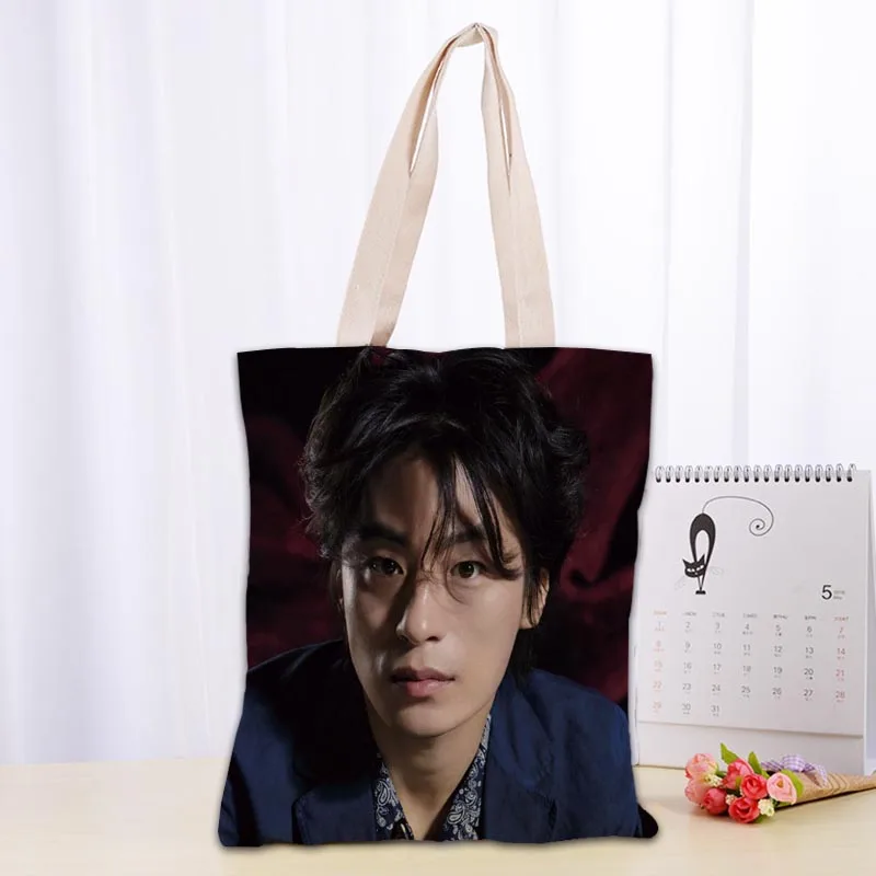 

Custom Koo Kyo Hwan KPOP Tote Shopping Bags 30x35cm Tote Bag Reusable Handbag Women Shoulder Cloth Pouch Foldable 0209