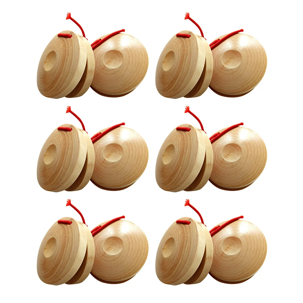 

12pcs Castanets Rhythm Musical Instrument Wooden Clap Board Wooden Castanet Percussion Castanet for Kids Home