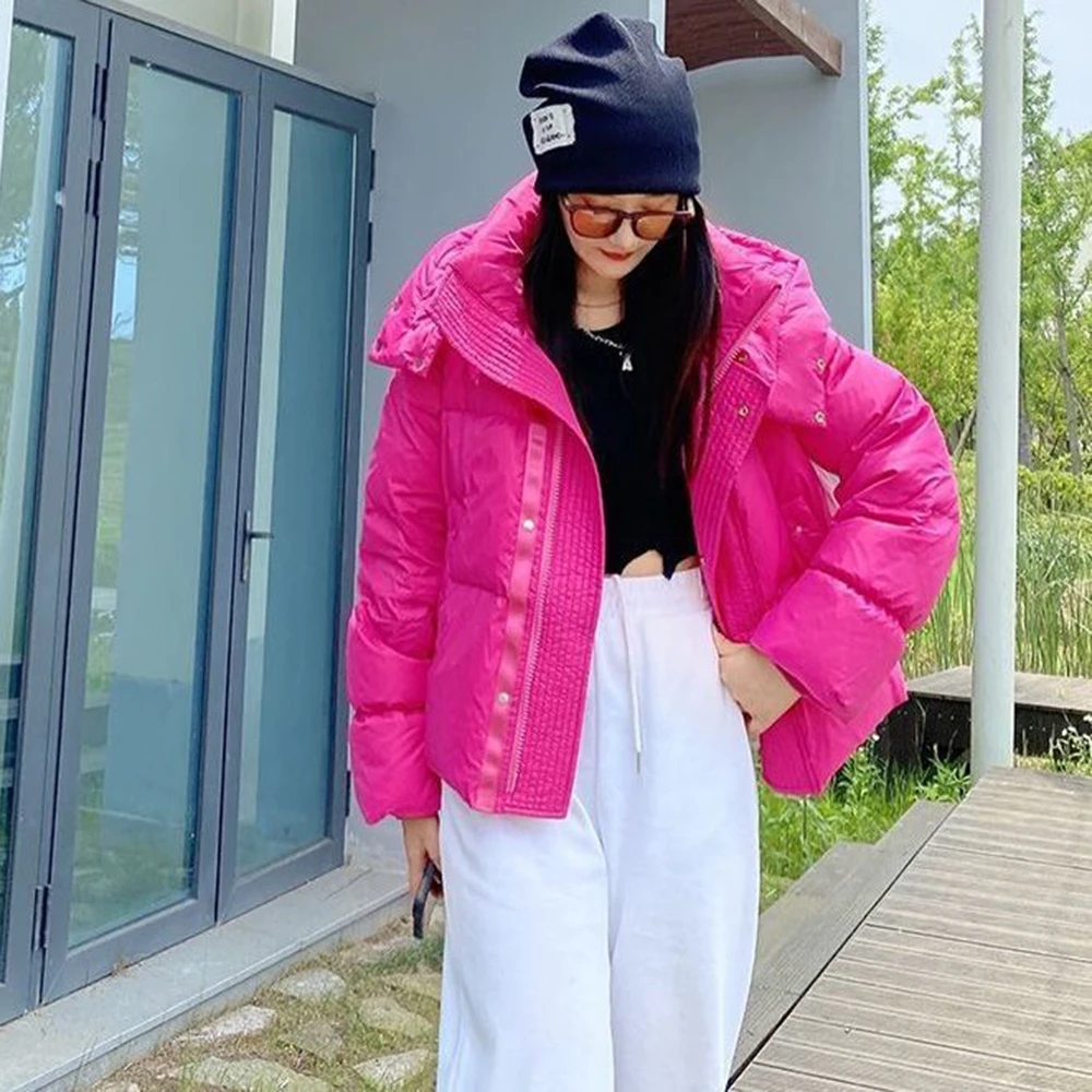 2022 New Women's Thicken Warm White Hooded Down Jacket Duck Down Bread Coat Korean Beautiful Winter Warm Snowwear Fashion Brand