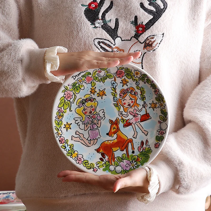 

8 Inch Artoon Steak Plate Ins Celebrity Breakfast Plate Dinnerware For Kids Ajilla Platos Assiette DinnerwareОсуда Менажница