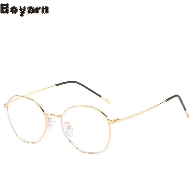 

Boyarn New Anti Blue Light Glasses Women's Retro Polygonal Eyeglass Frame Kickoff Can Be Equipped With Myopia Shades Eye Frame F