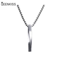 qeenkiss nc868 fine jewelry wholesale fashion trendy woman man birthday wedding gift twisted cylindrical titanium steel necklace