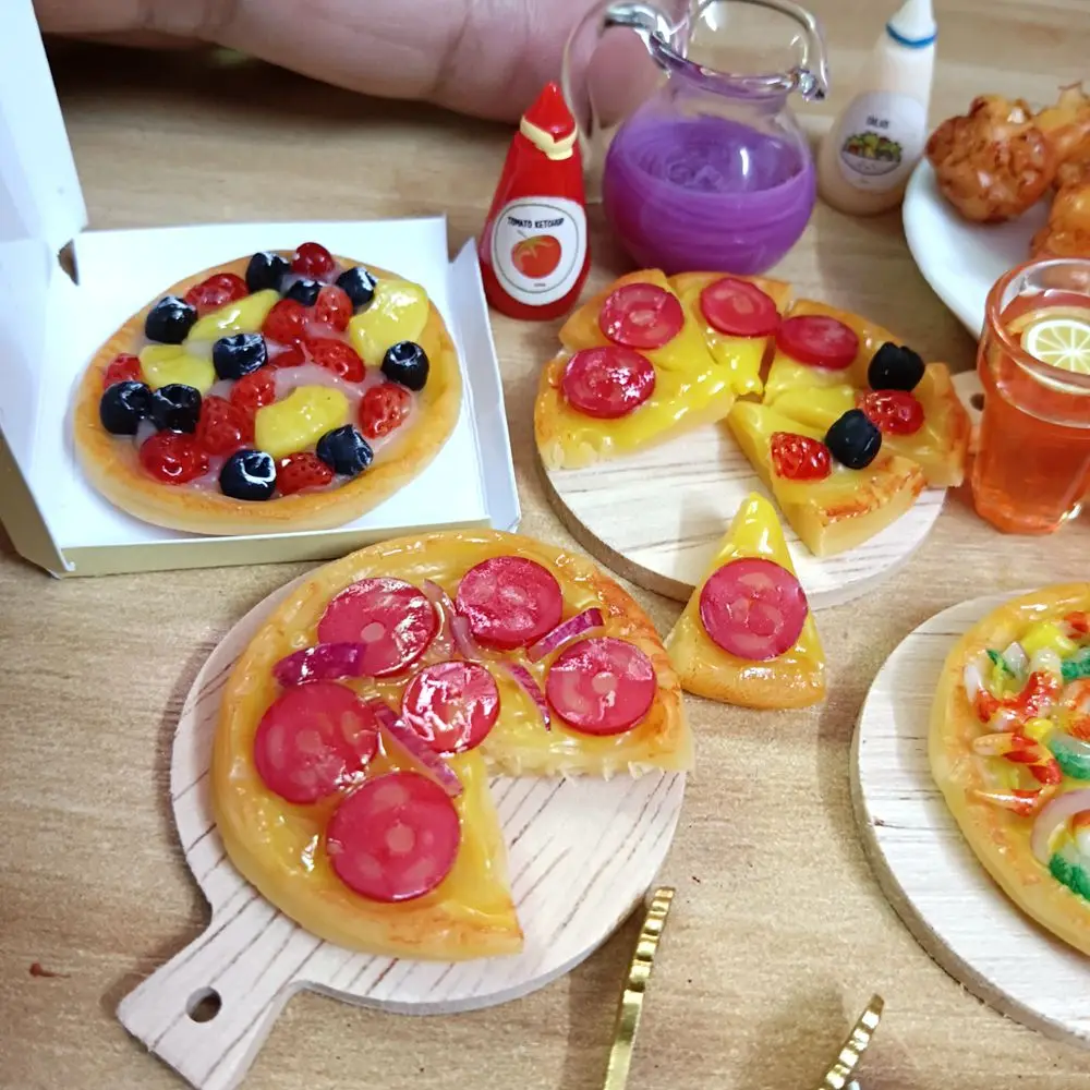 Фото Миниатюрный Кукольный домик в масштабе 1/6, пицца, курица, жареные чипсы, сок, мини-фаст-фуд для кукольного домика Blyth BJD, кухонные принадлежнос... №2