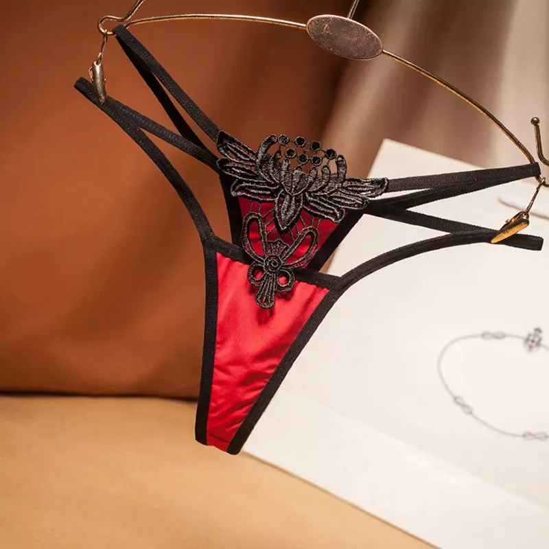 

embroidered hollow embroidered women briefs thong low waist hot temptation ladies underwear