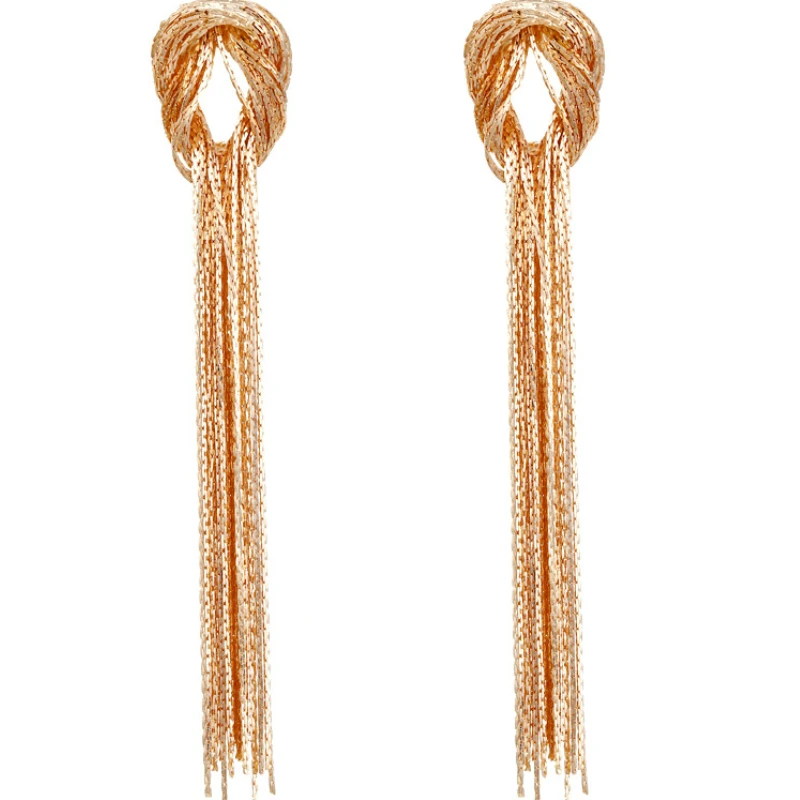 

Gold Color Knot Tassel Earrings for Woman Party