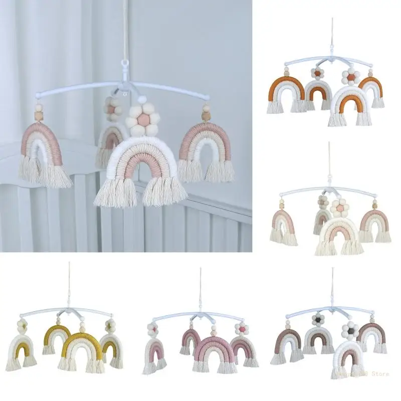 

Y4UD Lovely Baby Crib Mobile Rattles Toy Tassel Rainbow Pendant Musical Hanging Toy Wind Pendant for Infants Toddlers