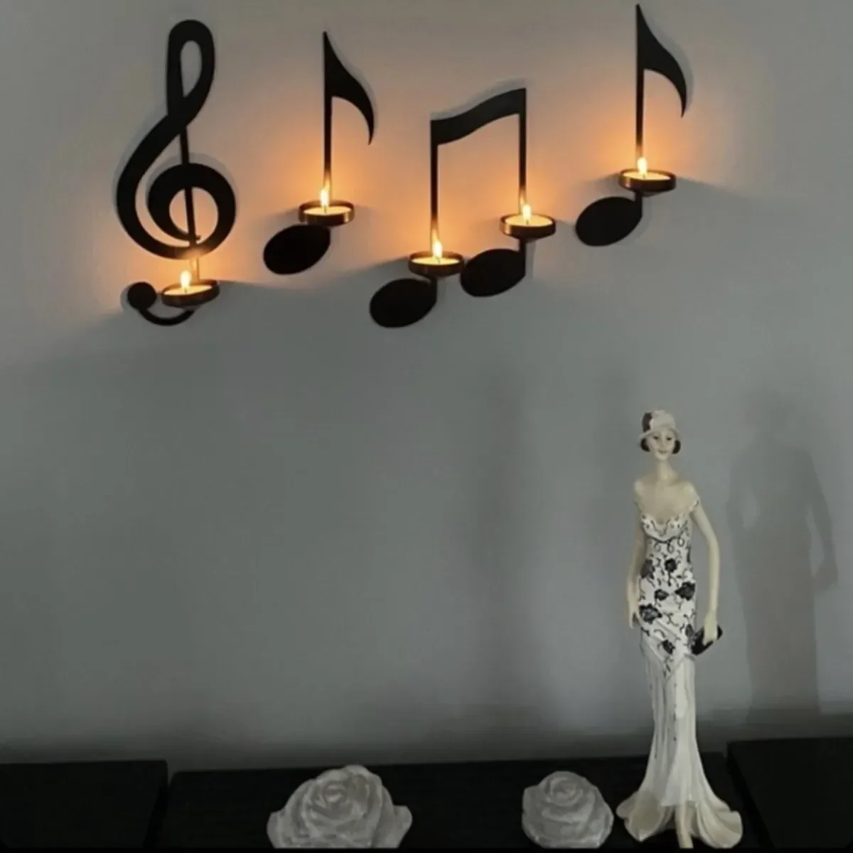 

Music Note Wall Sconce Candle Holder Crafts Treble Clef Quarter Note Double Note Decoration Gifts Home Office Decor Piano Gifts