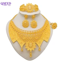 dubai african 24k gold color jewelry sets for women ethiopian wedding gift indian jewellery sets necklace bracelet earrings set