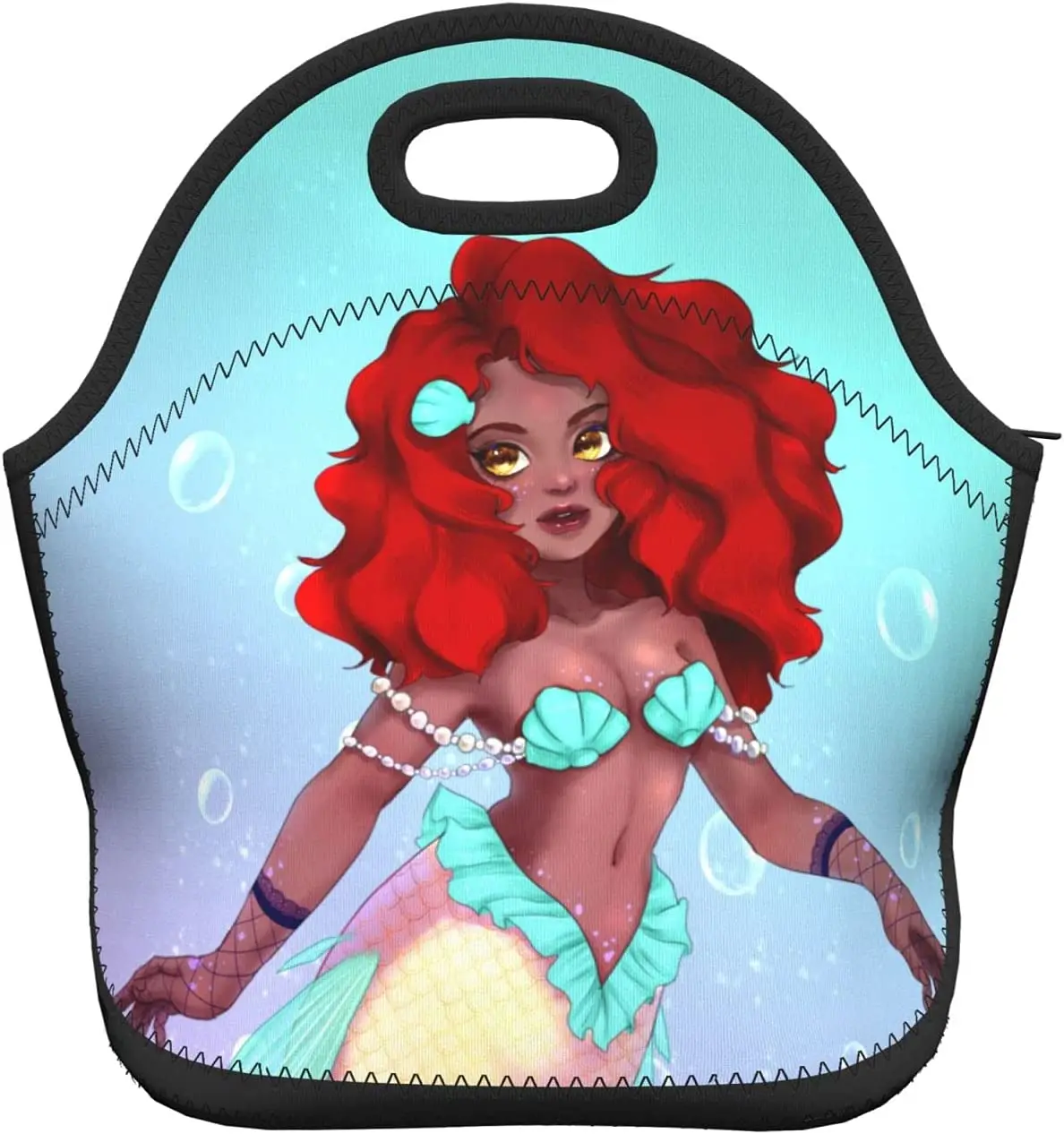 

Neoprene Lunch Bags Insulated Mermaid Woman Lunch Bag Black Girl Lunch Tote Bag with Containers Lunch Box for Women Girls