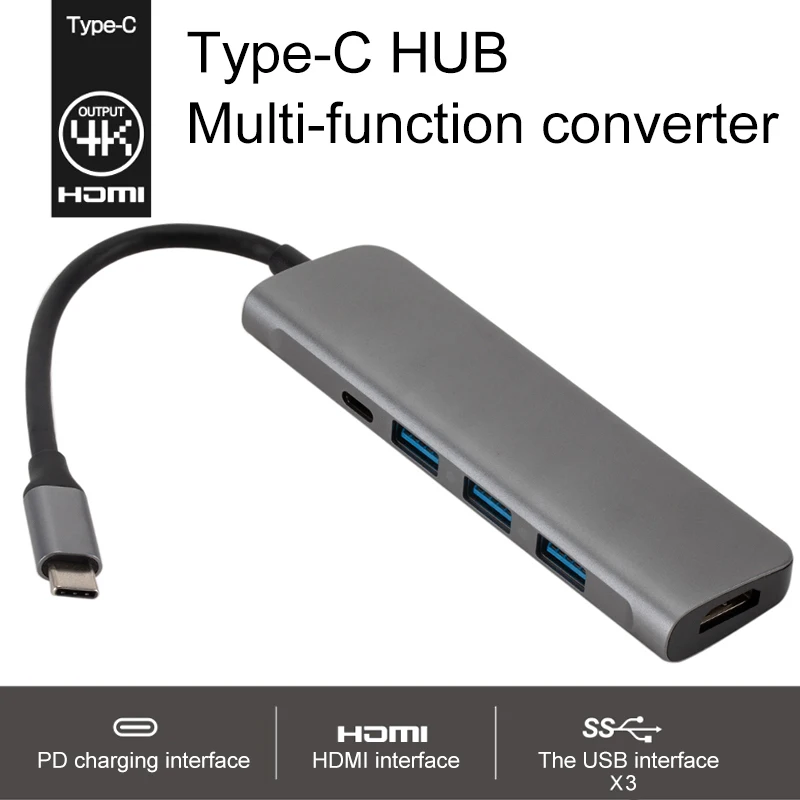 

Адаптер Type C на USB 11,5x3, 3,5x1,2x3,0 см + источник питания 4K + PD 5 в 1, подходит для Macbook