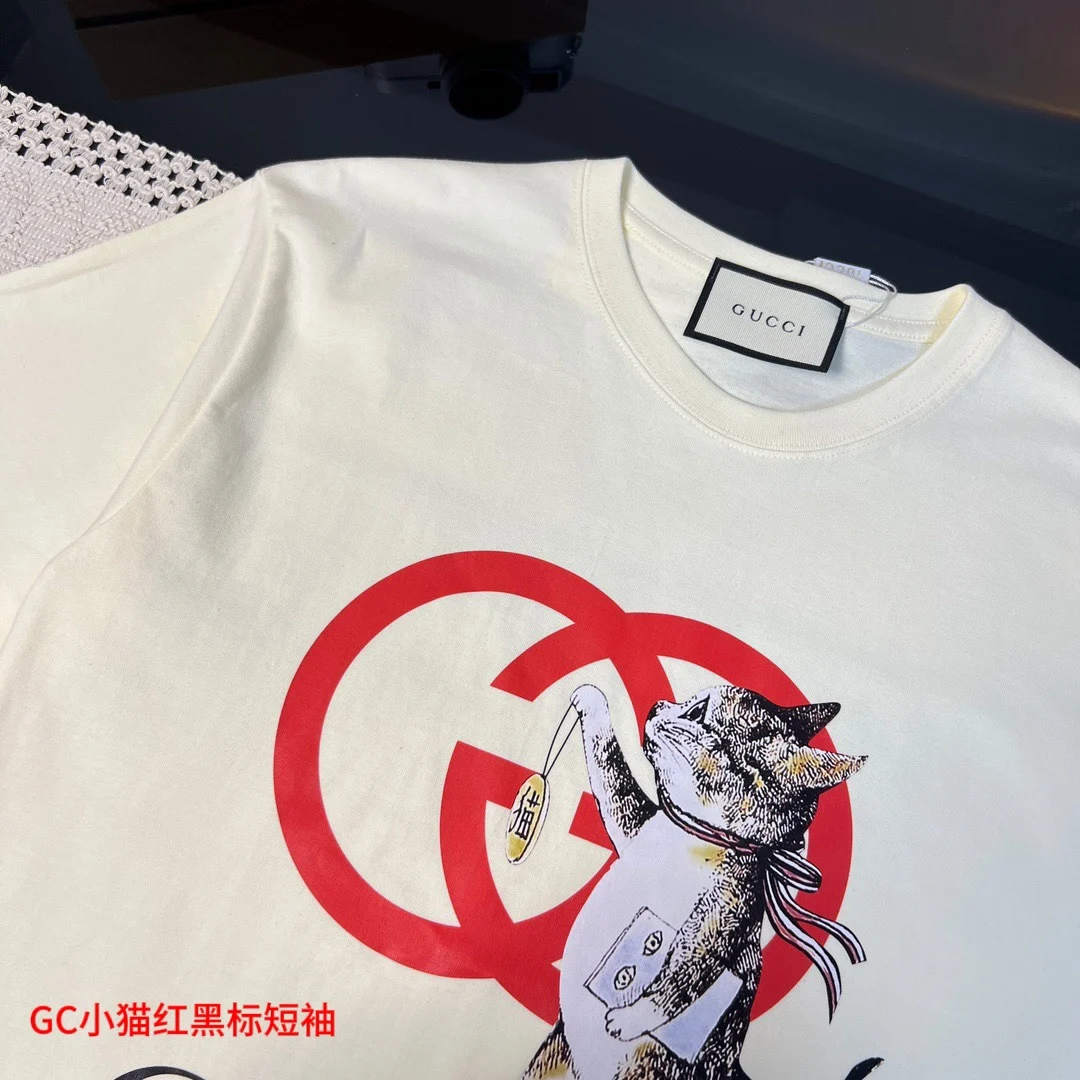 Т-образный рукав Gucci 2024 серия ранней весны плотный хлопок с короткими рукавами