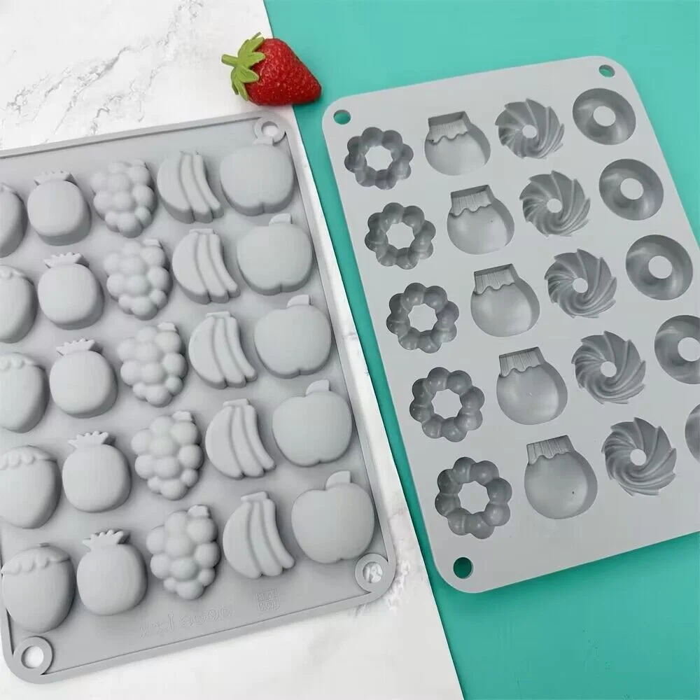 

Silicone Fondant Moulds Mini Donut Fruit Shape Chocolate Cake Molds Candy Sugar Craft Pudding Ice Cookie Baking Tools