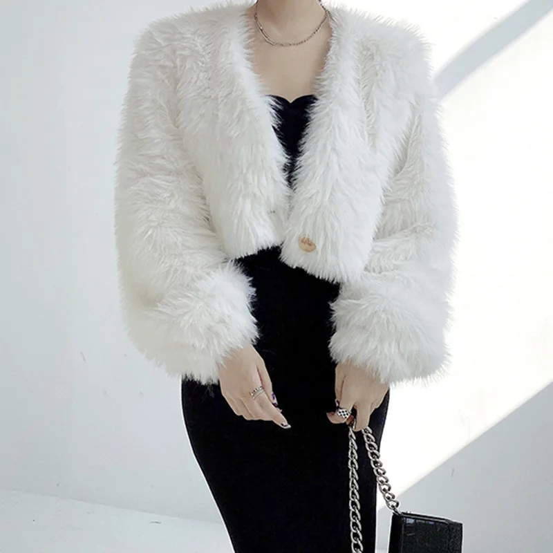 

Женское однобортное короткое пальто, теплая зимняя женская одежда, Укороченный кардиган, 2022