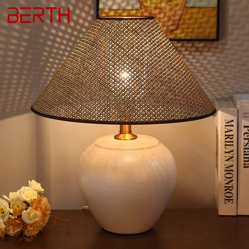 

BERTH Nordic Ceramic Table Lamp Modern Art Living Room Bedroom Study Villa LED Originality Desk Light