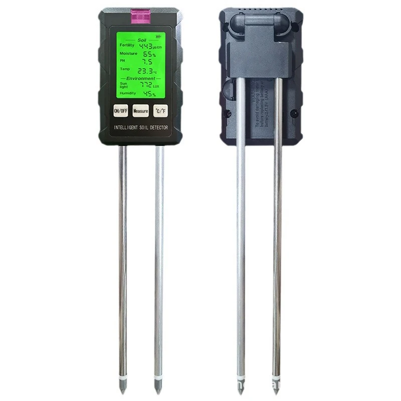 Высокоточный Тестер Почвы 6-в-1 PH EC Детектор Влажности Солнечного Света Воздуха