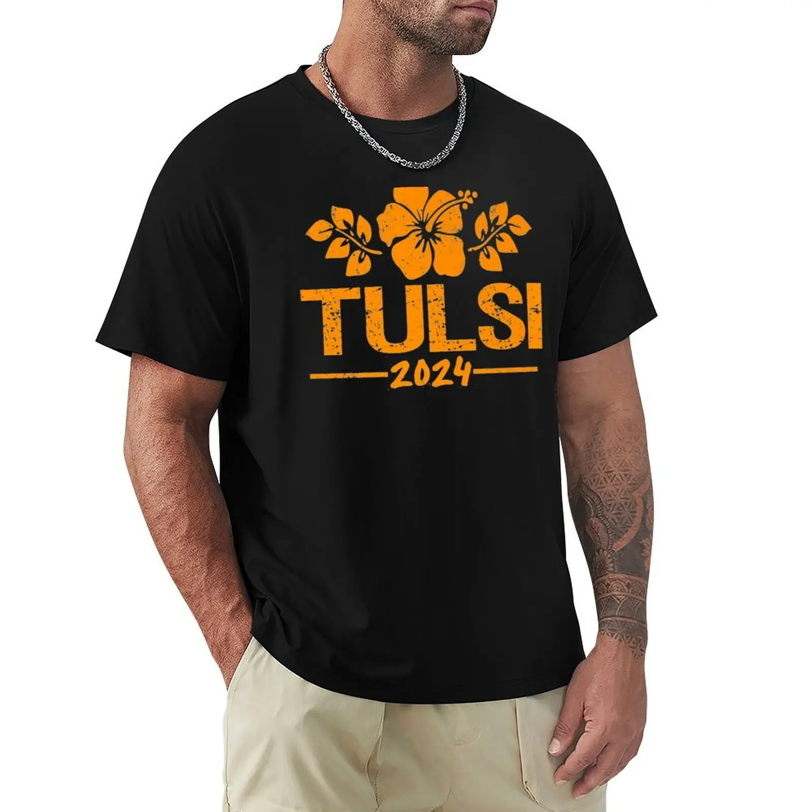 Футболка Tulsi Gabbard 2024 летние топы большого размера одежда в стиле хиппи мужские