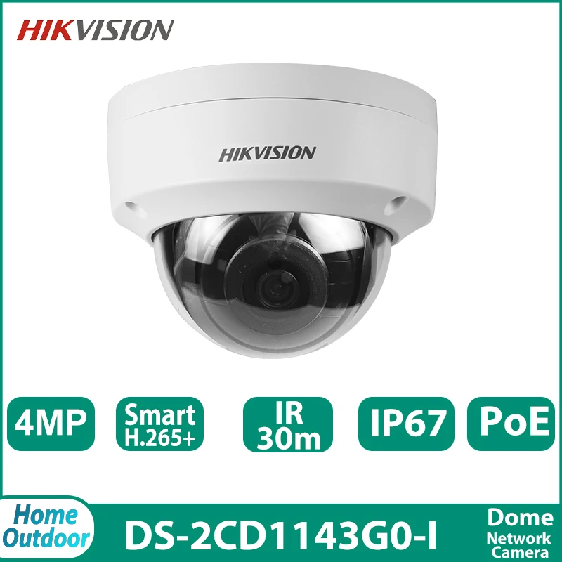 

Hikvision DS-2CD1143G0-I 4MP Outdoor WaterProof Vandal-Proof Fixed Dome Network Camera IR 30m H.265 POE IP67 Smart Home Monitor