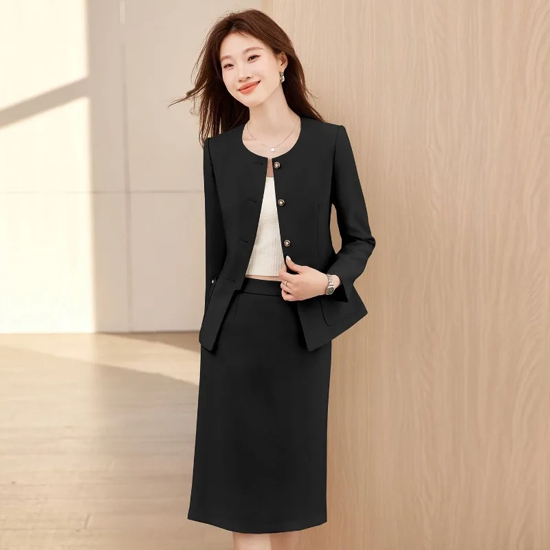 Фото Костюм Xiaoxiangfeng: Женский весенне-осенний комплект из пальто и юбки для официальных мероприятий, элегантный, для деловых встреч, модный, из двух предметов №1