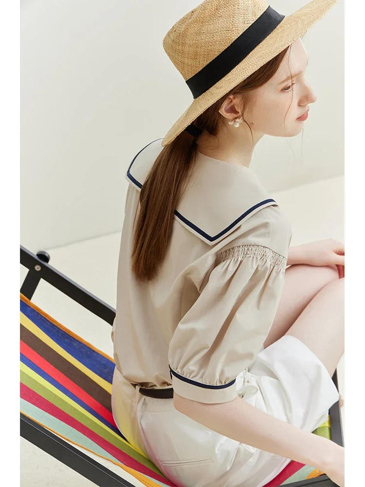 Блузка женская с V-образным вырезом и коротким рукавом в стиле ретро