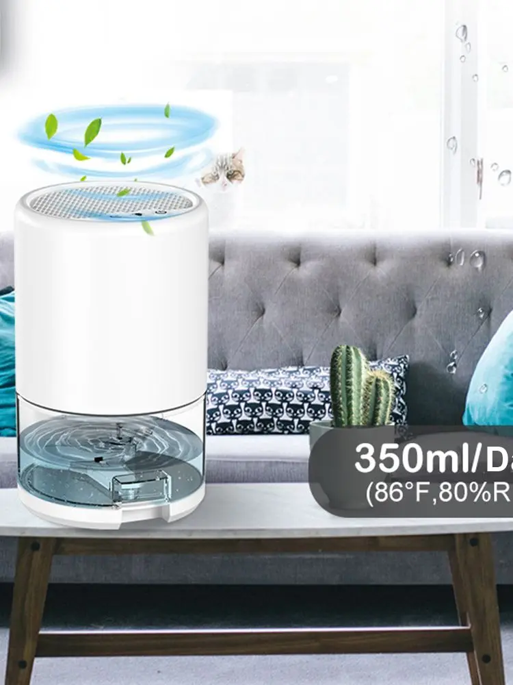 

1L Silent Electric Dehumidifier Moisture Absorbers for Home Room Kitchen Portable Smart Anion Air Dryer Purifier with Night Lamp