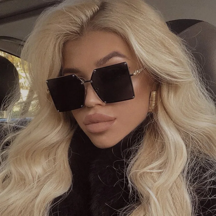 

Fashion Square Sunglasses Women Vintage Punk Black Sun Glasses Female Mirror Big Frame Retro Brand Designer Oculos De Sol