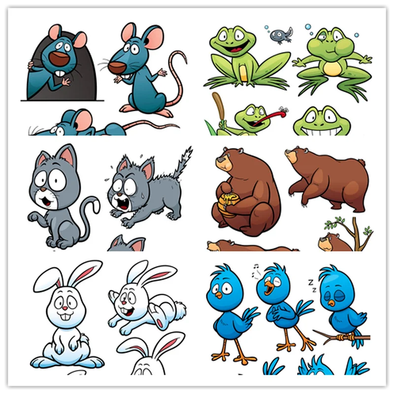 Забавные детские животные Медведь Кролик кошка мышь кролик Пасха прозрачный