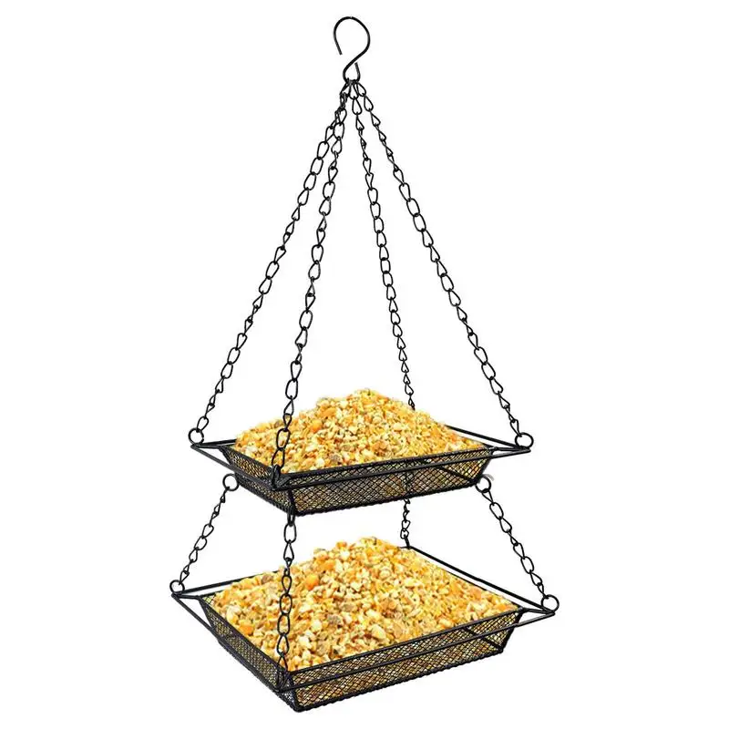 S For Outdoors Double Layer Outside Feeder With Hook Large Capacity Feeding Tray For Sparrow Finch Chickadee Gift For