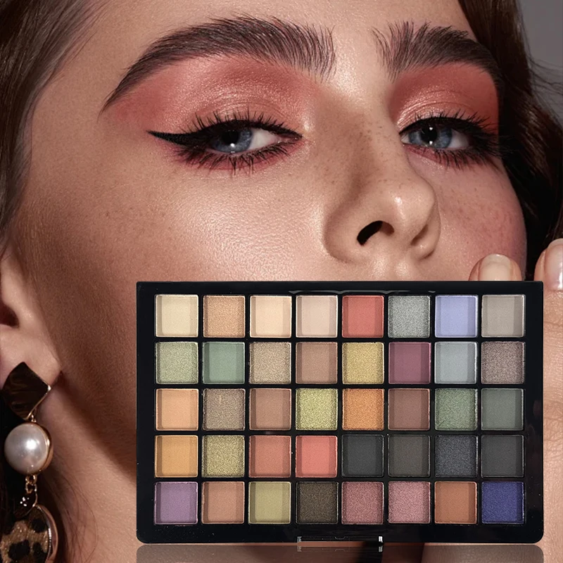 Фото TLM 40-цветная палитра теней для век телесного цвета для макияжа глаз, блестящая матовая пигментированная пудра, прессованные тени для век, косметика №3