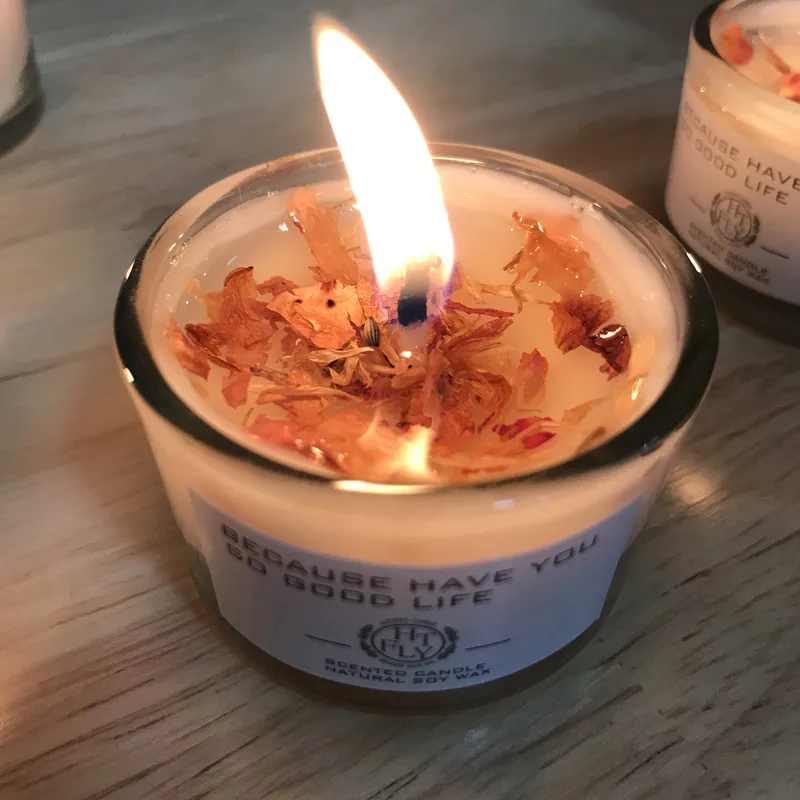 With dried rose petals Valentine's romantic fragrance candles 30g Soybean wax for Home Bath Wedding Decor Gift Party Birthda |