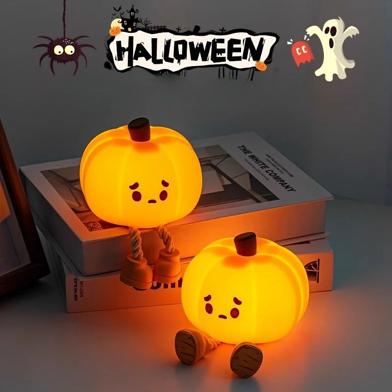 Хэллоуин тыква ночные огни милые мягкие силиконовые безопасные лампы украшения