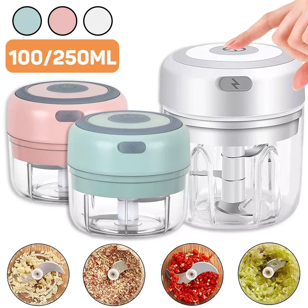 

USB Wireless Garlic Masher Sturdy Press Mincer Vegetable Chili Meat Grinder Food Chopper Kitchen Tools 100/250ml