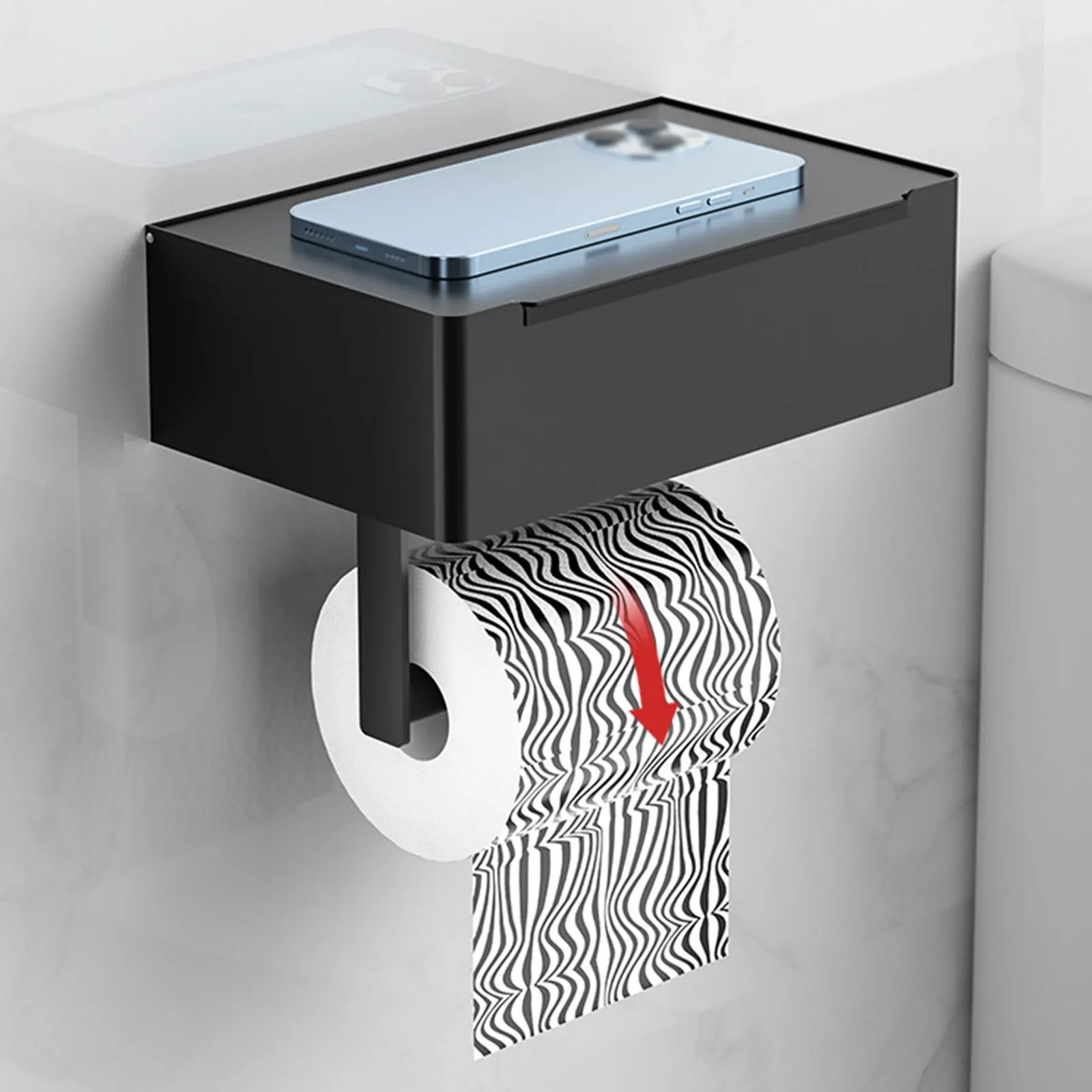 

Bathroom Accessories Toilet Paper Holder with Storage Box Wall Mounted Stainless Steel Mobile Phone Holder Rolling Paper Rack