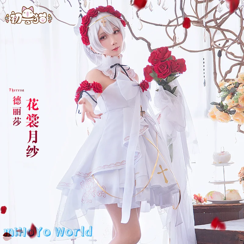 

MiHoYo Honkai Impact 3rd Theresa Apocalypse Cosplay Cute Lolita Costume Flower Marriage Uniform Comic Con Party Birthday Gifts