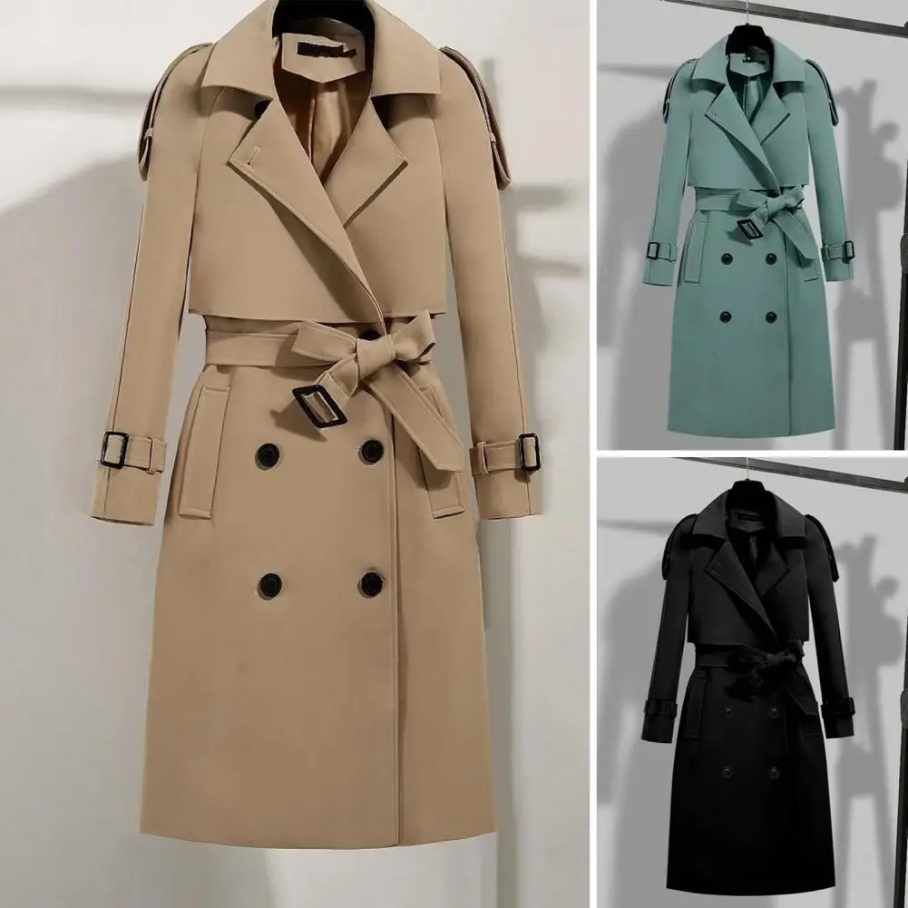 

Warm Women Coat Elegant Belted Women's Coat Warm Stylish Office Jacket Autumn Winter Women Coat
