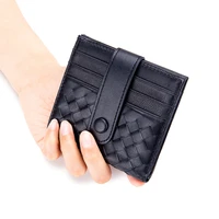 2022 folding hand woven mens wallet thin short buckle wallet simple designer luxurious sheepskin small card bag women bentoy