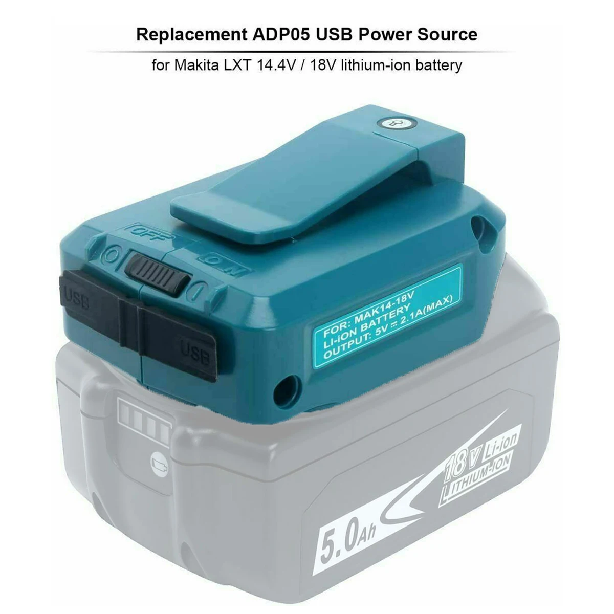 Адаптер для внешнего фонаря с 2 USB-портами, 14,4 В/18 в