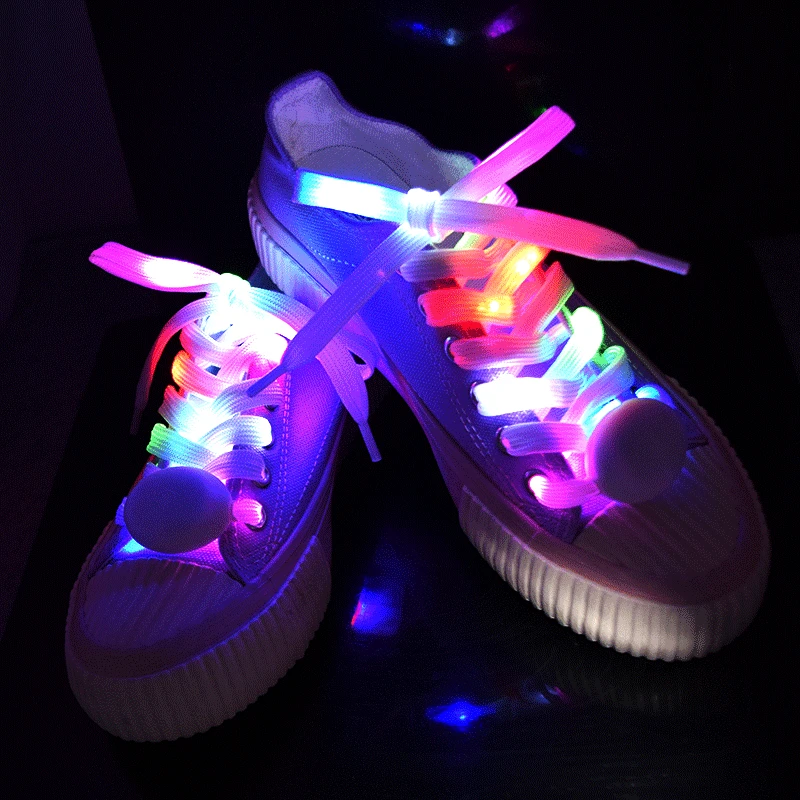 LED Shoe Laces Luminous Shoelaces Batteries Glow Shoe Strings Round Flash Light Shoelaces No Tie Lazy Shoe Laces Party Decor